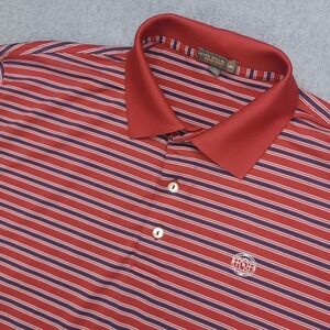 Peter Millar Summer Comfort Polo Golf Shirt Men's L Red  Performance Stretch
